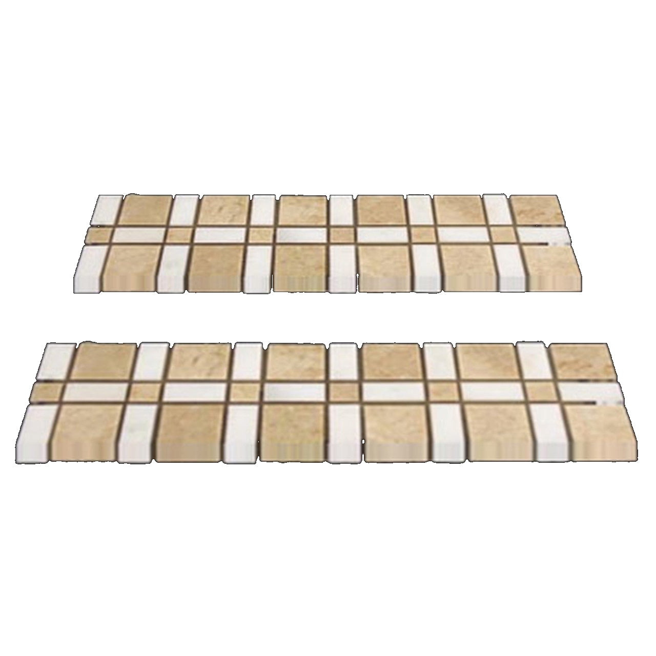 Crema Marfil Marble Border Tile with White Thassos Polished