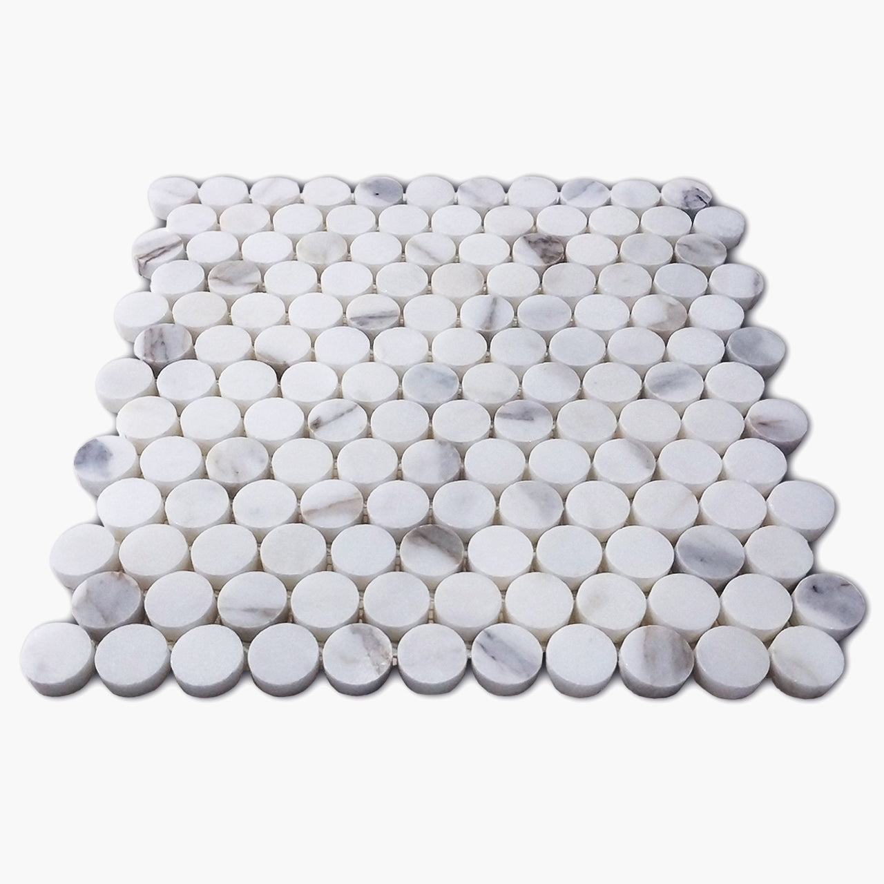 Calacatta Gold Italian Marble Penny Round Mosaic Tile Honed