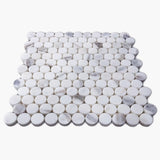 Calacatta Gold Italian Marble Penny Round Mosaic Tile Polished
