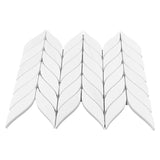 Bianco Dolomite Marble Leaf Shape Mosaic Tile Honed