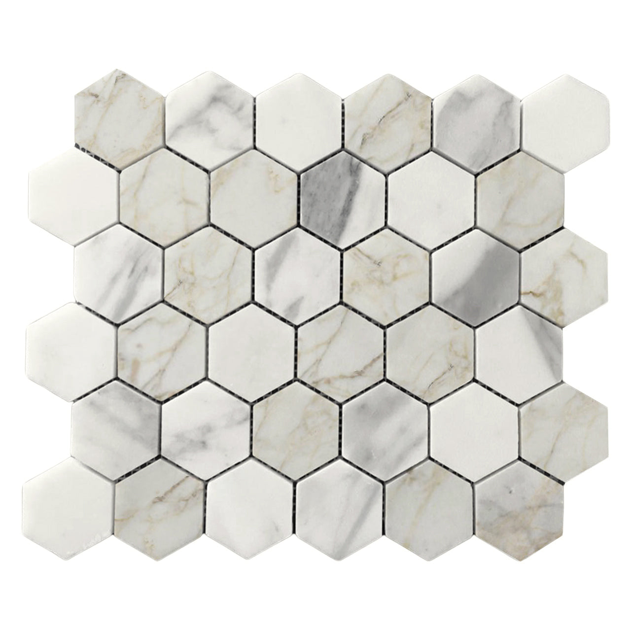 Calacatta Gold Italian Marble 2" Hexagon Mosaic Tile Polished