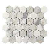 Calacatta Gold Italian Marble 2" Hexagon Mosaic Tile Polished