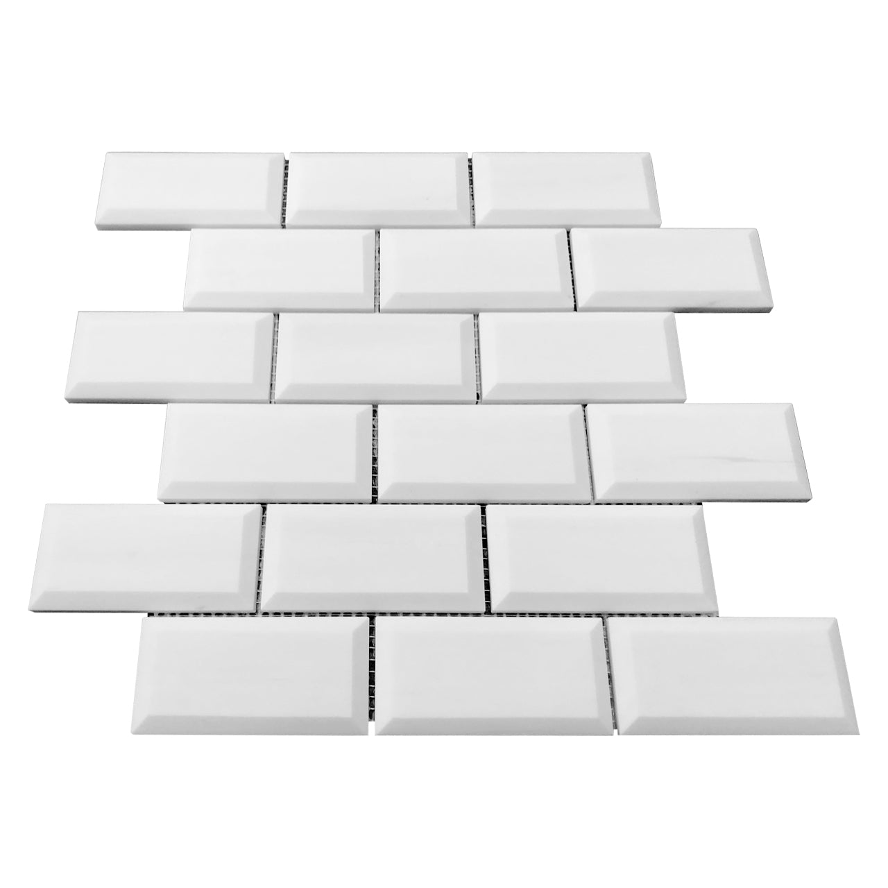 Bianco Dolomite Marble 2x4 Wide Bevel Mosaic Tile Honed