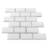 Bianco Dolomite Marble 2x4 Wide Bevel Mosaic Tile Honed