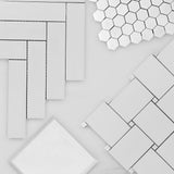 4x4 Bianco Dolomite Marble Wide Bevel Subway Tile Polished