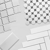 Bianco Dolomite Marble Penny Circles Mosaic Tile with Bardiglio Gray Circles Polished