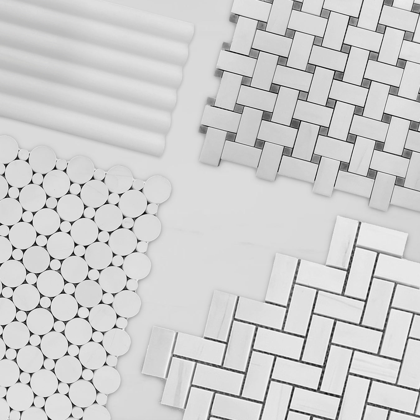 Bianco Dolomite 6x24 Flute 3D Dimensional Tile Honed