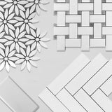 Bianco Dolomite Marble With Bianco Dolomite Accent Daisy Flower Waterjet Mosaic Tile Honed