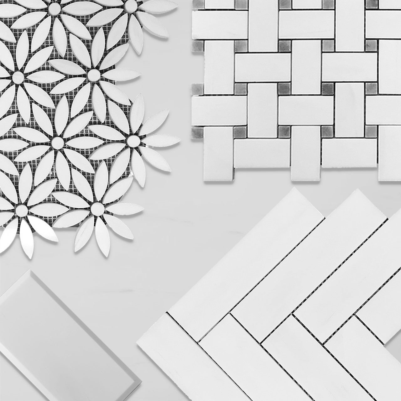 Bianco Dolomite Marble With Bianco Dolomite Accent Daisy Flower Waterjet Mosaic Tile Polished