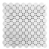 Bianco Dolomite Marble Penny Circles Mosaic Tile with Bianco Dolomite Circles Polished