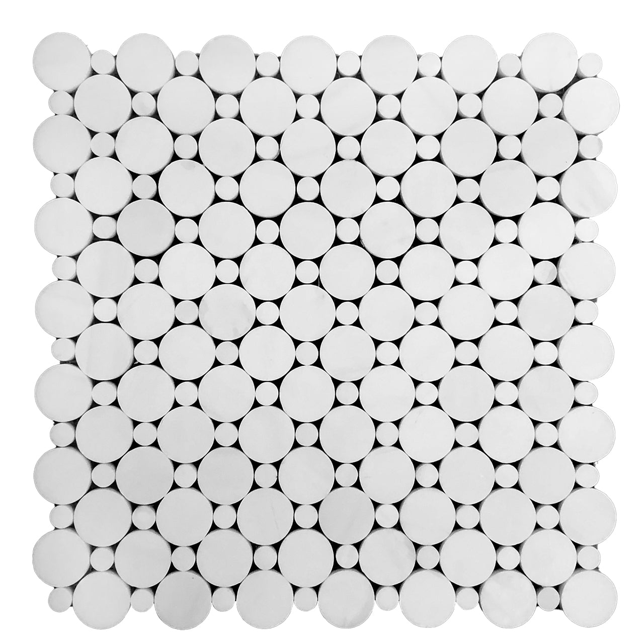 Bianco Dolomite Marble Penny Circles Mosaic Tile with Bianco Dolomite Circles Polished