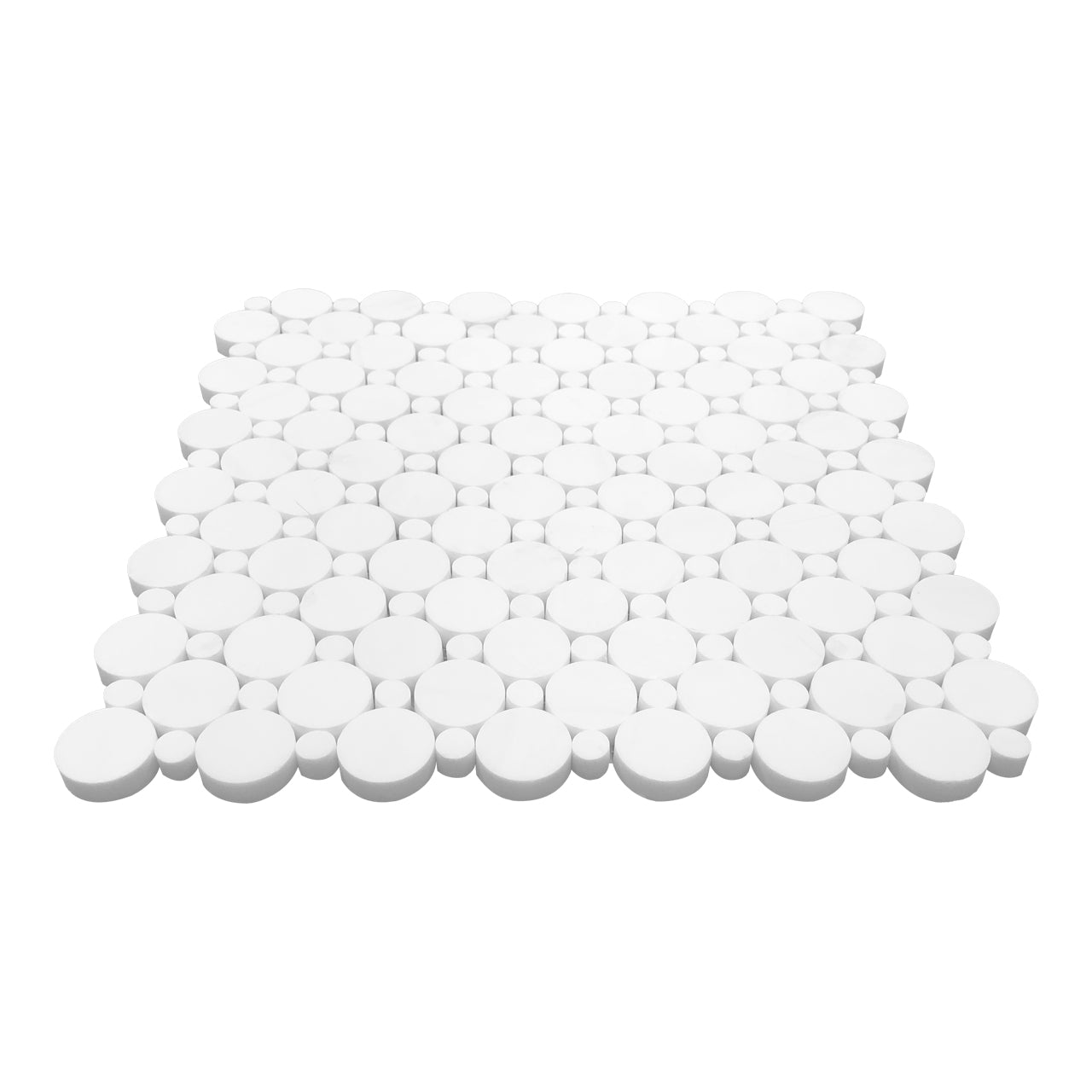 Bianco Dolomite Marble Penny Circles Mosaic Tile with Bianco Dolomite Circles Polished