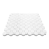 Bianco Dolomite Marble Penny Circles Mosaic Tile with Bianco Dolomite Circles Honed