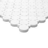 Bianco Dolomite Marble Penny Circles Mosaic Tile with Bianco Dolomite Circles Honed
