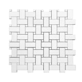 Bianco Dolomite Marble Basketweave Mosaic Tile Honed