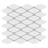 Bianco Dolomite Marble Long Octagon Rhomboid Mosaic Tile Honed
