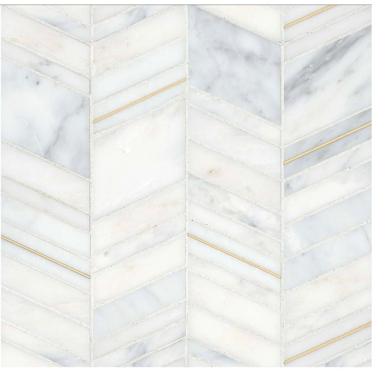 Ferrara Honed Chevron Marble Mosaic Tile in Bianco,