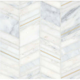 Ferrara Honed Chevron Marble Mosaic Tile in Bianco,