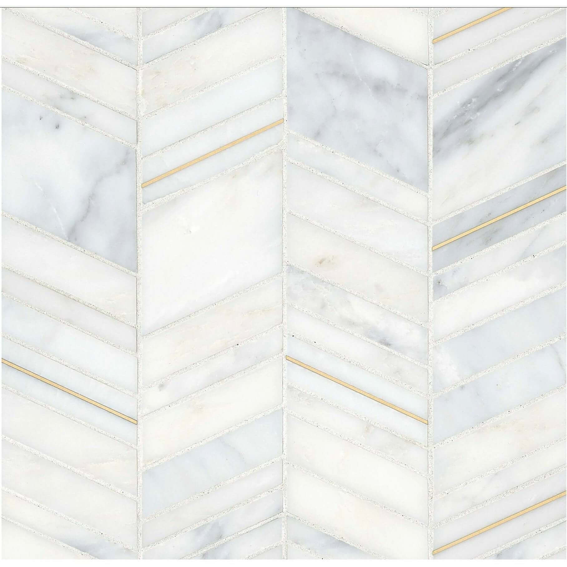 Ferrara Honed Chevron Marble Mosaic Tile in Bianco,