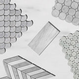 Carrara White Italian Marble Fish Scale Fan Shaped Sea Shell Mosaic Tile Polished