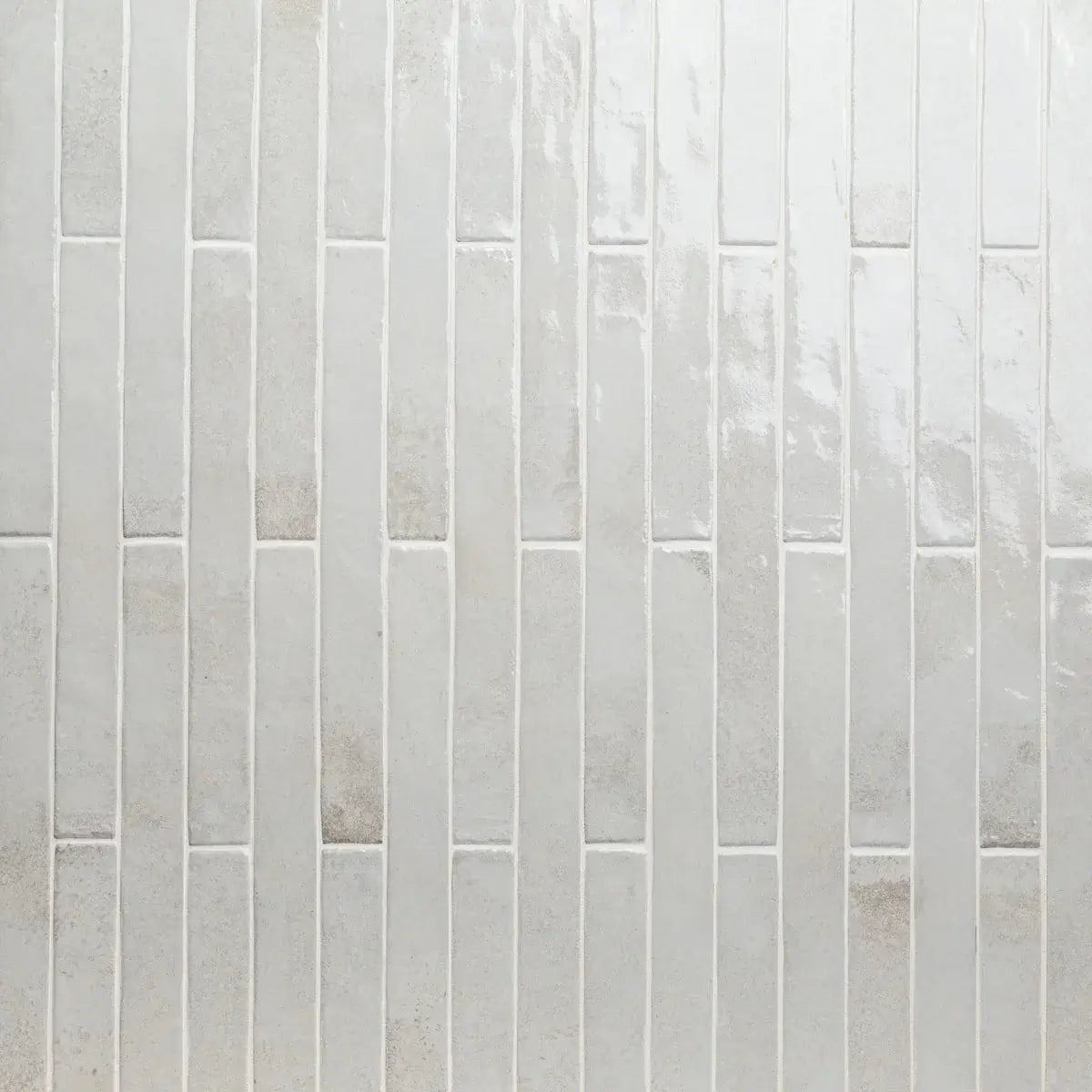 Flamenco 2"x18" Princess White Brick Look Glossy Porcelain Tile