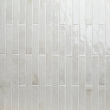 Flamenco 2"x18" Princess White Brick Look Glossy Porcelain Tile