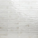 Flamenco 2"x18" Princess White Brick Look Glossy Porcelain Tile