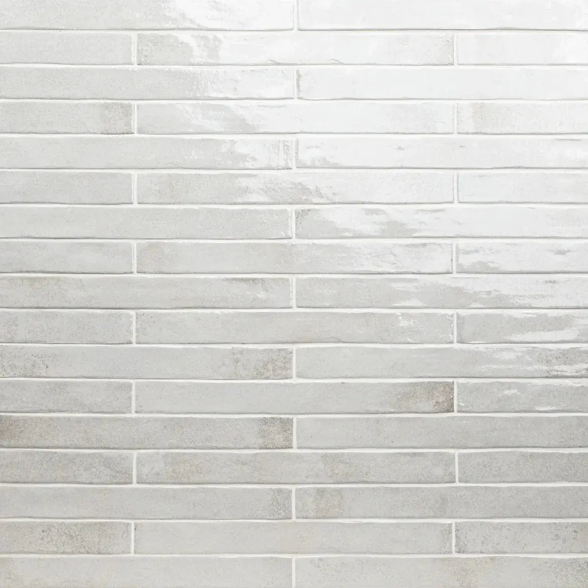 Flamenco 2"x18" Princess White Brick Look Glossy Porcelain Tile