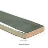 Flamenco 2"x18" Racing Green Brick Look Glossy Porcelain Wall Tile