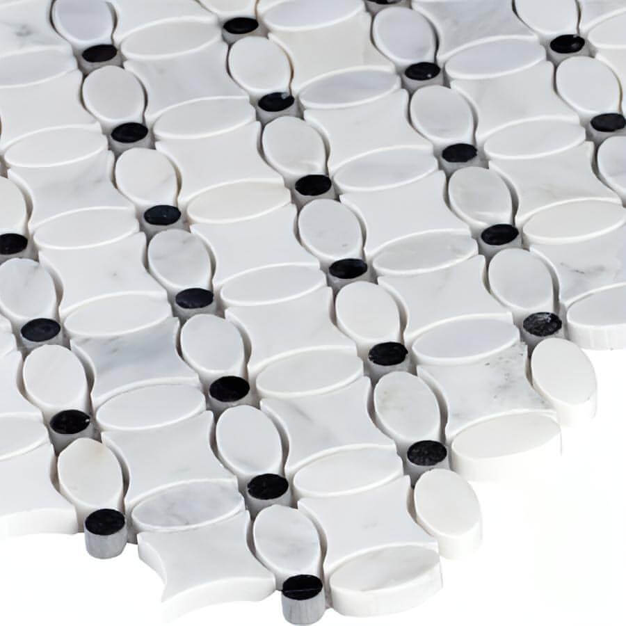 Florita Flower Pattern Polished, Thassos + Carrara + Nero