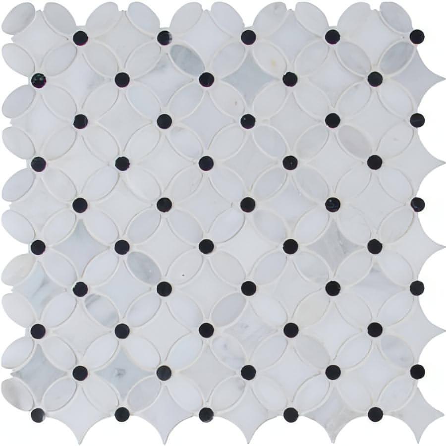 Florita Flower Pattern Polished, Thassos + Carrara + Nero