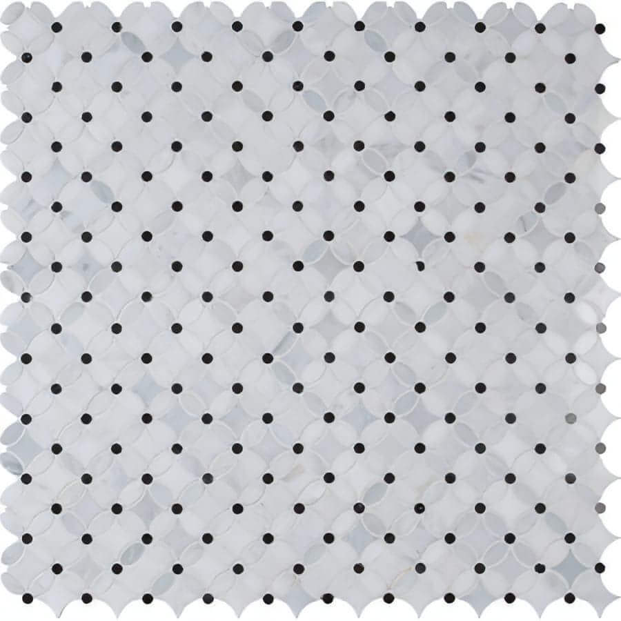 Florita Flower Pattern Polished, Thassos + Carrara + Nero