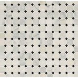 Greecian White 2” Octagon with Black 5/8x5/8 Polished 12x12