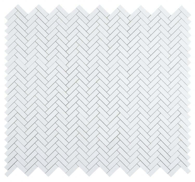 Greek Thassos White Marble Petite Chevron Mosaic Tile
