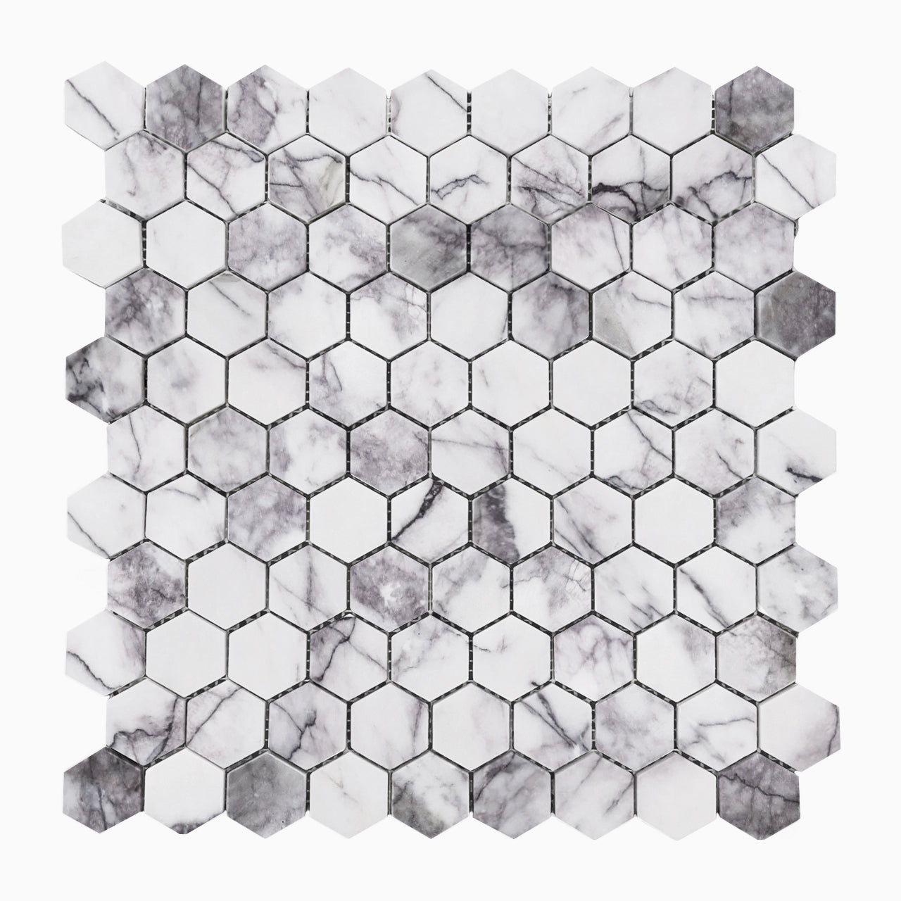 Lilac Marble 1" Hexagon Mosaic Tile Honed