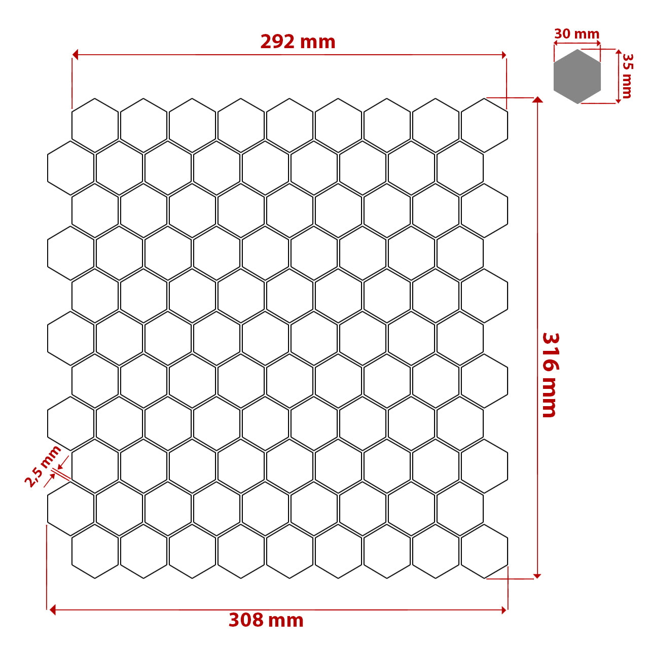 Nero Marquina Black Marble 1" Hexagon Mosaic Tile Polished