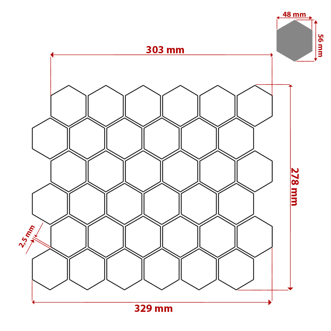 Nero Marquina Black Marble 2" Hexagon Mosaic Tile Polished