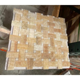 Honey Onyx Basketweave Mosaic w/ White Dots 3/8 Polished