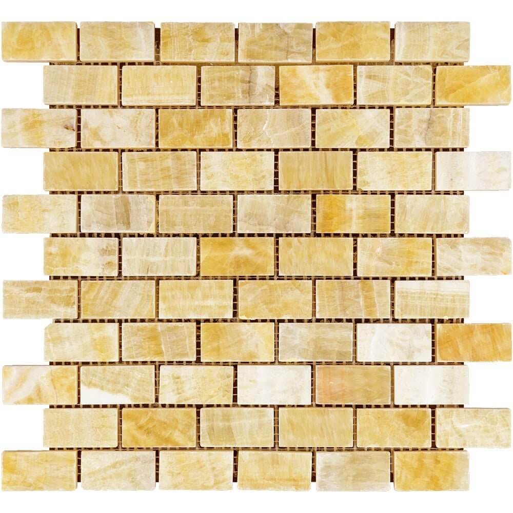 Honey Onyx Brick Mosaic 1x2 3/8 Polished