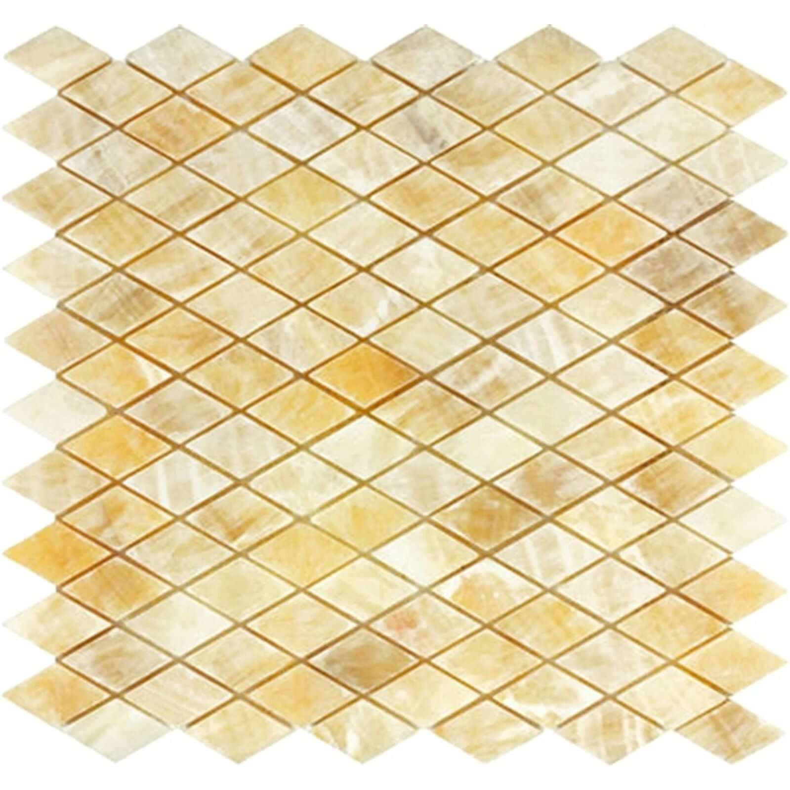 Honey Onyx Diamond / Rhomboid Mosaic 1x2 3/8 Polished