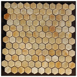 Honey Onyx Hexagon Mosaic 1x1 3/8 Polished