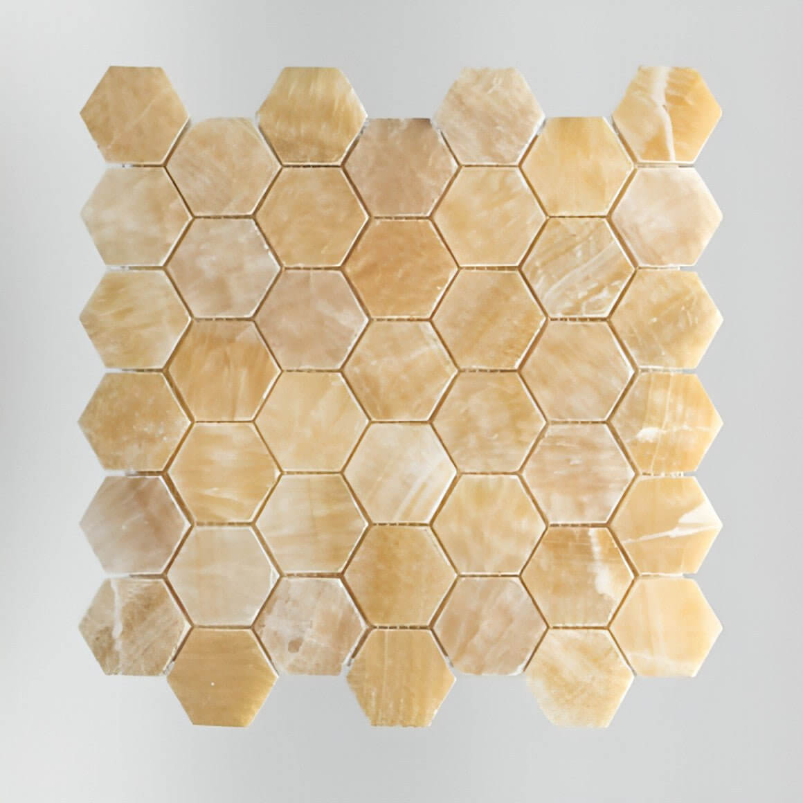 Honey Onyx Hexagon Mosaic 2x2 3/8 Polished