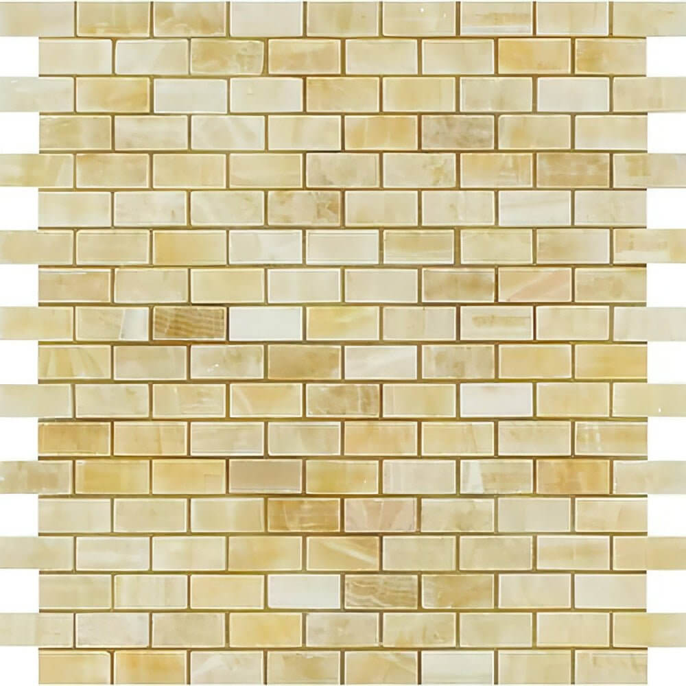 Honey Onyx Mini-Brick Mosaic 5/8x1 1/4 3/8 Polished