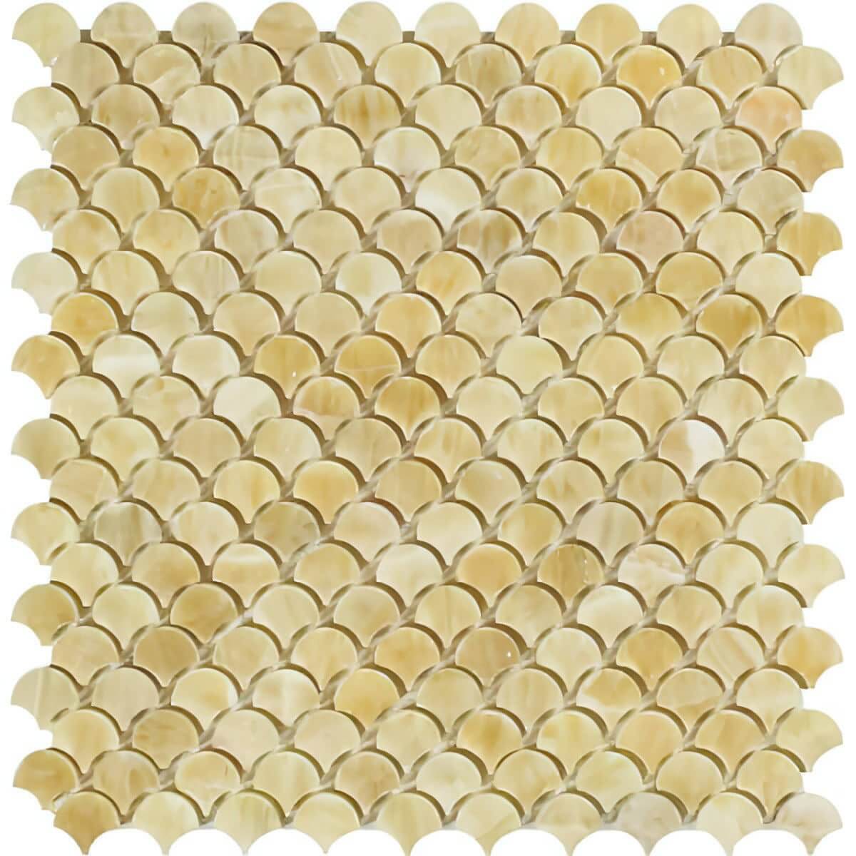 Honey Onyx (Raindrop)Mosaic 3/8 Polished, Fan Shape