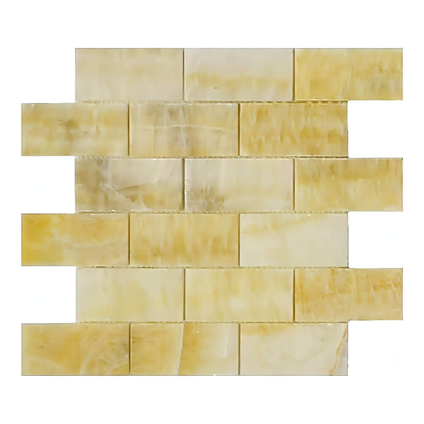 Honey Onyx Straight-Edged Brick Mosaic 2x4 3/8 Polished