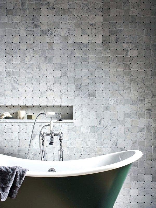 Jumbo Carrara Black Marble Large Basketweave Mosaic Tile