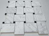 Jumbo Carrara Black Marble Large Basketweave Mosaic Tile
