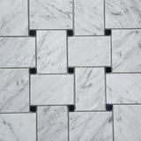 Jumbo Carrara Black Marble Large Basketweave Mosaic Tile