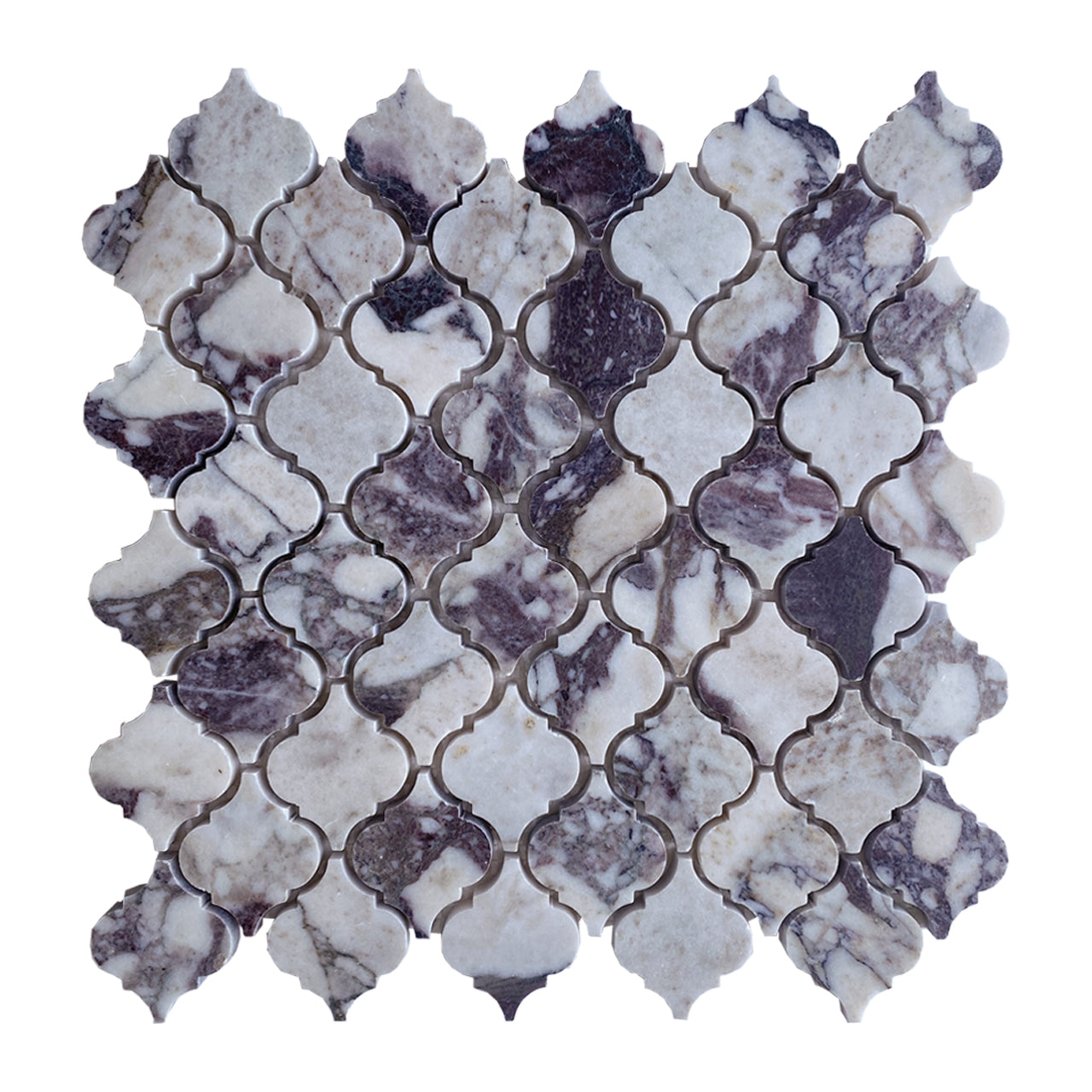 Calacatta Viola Marble Mini Arabesque Baroque Lantern Mosaic Tile Honed