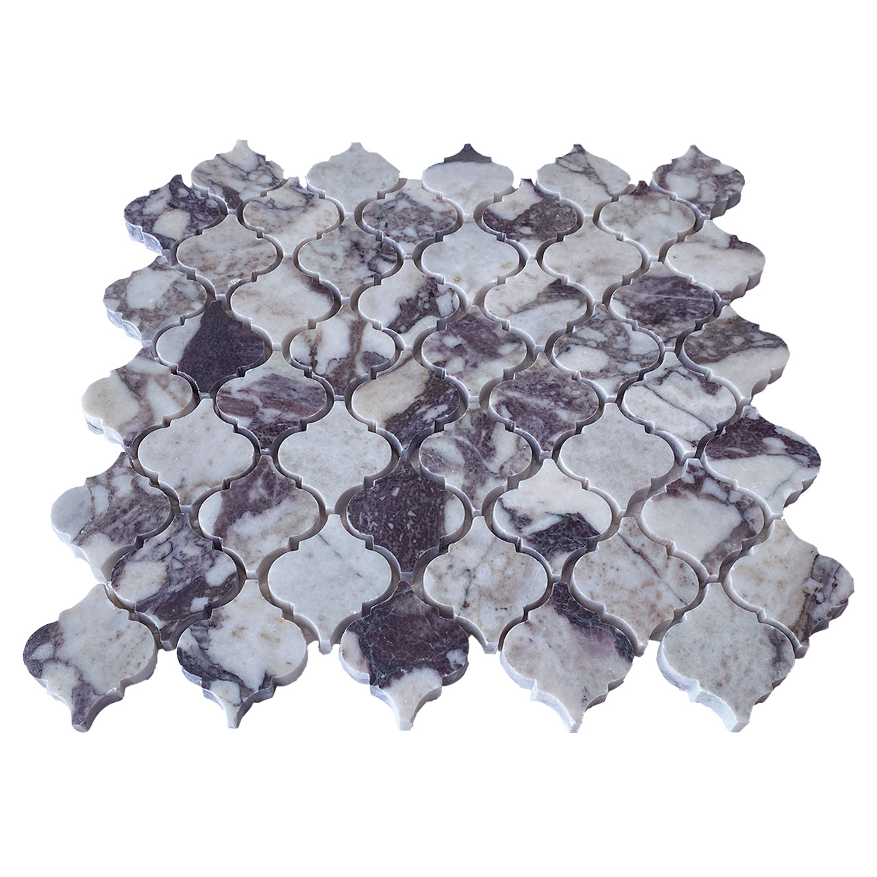 Calacatta Viola Marble Mini Arabesque Baroque Lantern Mosaic Tile Honed